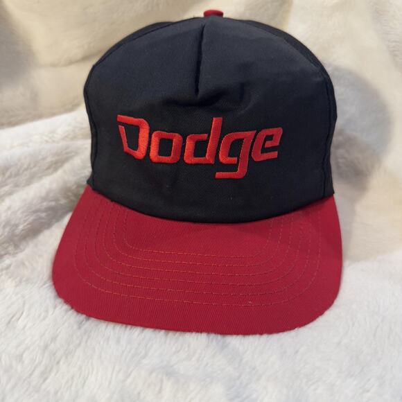 Vintage Dodge Hat Cap Snap Back One Size Black Red Mopar Men Embroidered 90s USA - Picture 1 of 7